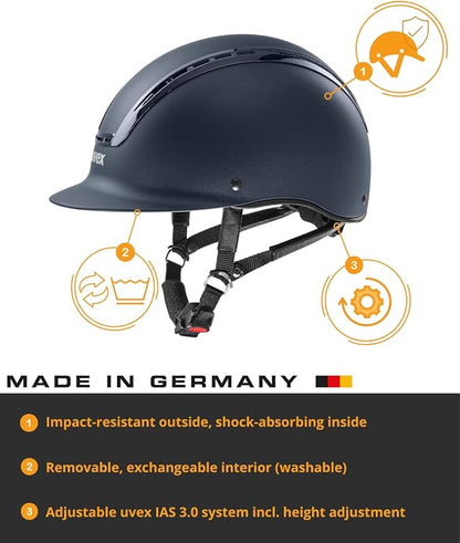 uvex suxxeed Active Horse Riding Helmet for Women &amp; Men, Navy, S-M - Adjustable &amp; Excellent Ventilated Helmet