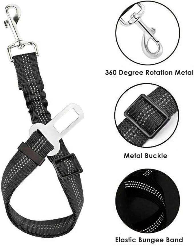 SlowTon Dog Seat Belt Harness for Car, Dog Car Harness Adjustable Mesh Breathable &amp; Dog Seatbelt Safety Tether with Elastic Bungee for Small Medium Large Pets(Pink, Single Clip, S)