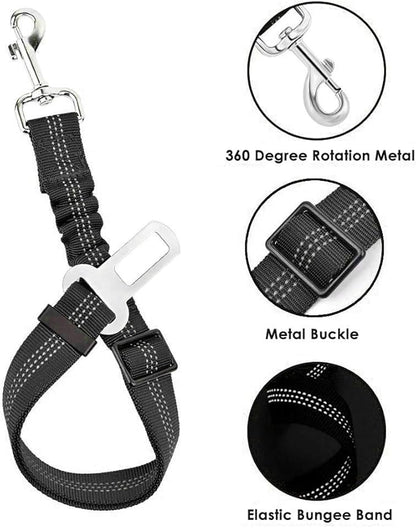 SlowTon Dog Seat Belt Harness for Car, Dog Car Harness Adjustable Mesh Breathable &amp; Dog Seatbelt Safety Tether with Elastic Bungee for Small Medium Large Pets(Pink, Single Clip, S)