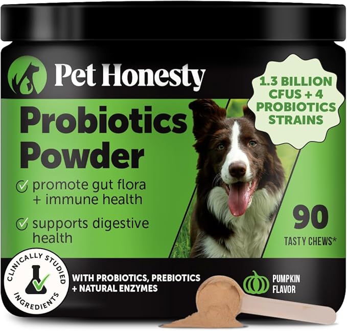 All-Natural Probiotic &amp; Pumpkin Powder Dog Supplement - Prebiotics, Probiotics, Enzymes &amp; Antioxidants for Healthy Gut Flora, Digestion &amp; Immunity (90 Scoops)