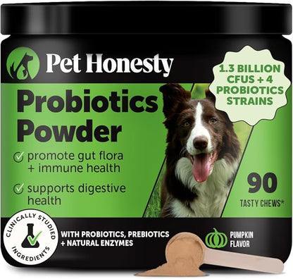 All-Natural Probiotic &amp; Pumpkin Powder Dog Supplement - Prebiotics, Probiotics, Enzymes &amp; Antioxidants for Healthy Gut Flora, Digestion &amp; Immunity (90 Scoops)