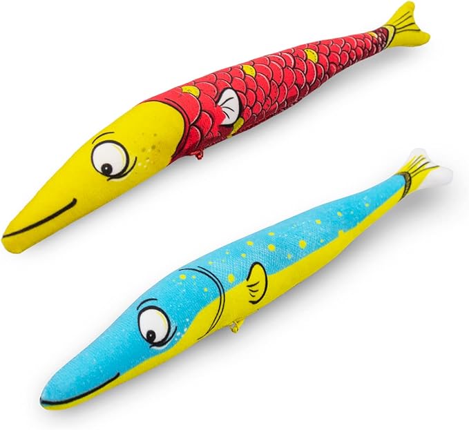 Silvervine Sardine 2-Pack Organic Catnip Substitute Toys for Cats &amp; Kittens | 100% All-Natural Wild Harvested | 2 Refillable Sardine Kicker Cat Toys