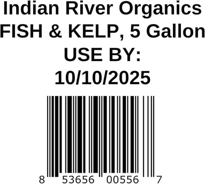 Fish &amp; Kelp Blend Fertilizer - Omri Fertilizer for Plants (5 Gallons) - Liquid Organic Fish and Kelp for Turf, Flowers, Shrubs, Plants, Fruits &amp; Vegetables