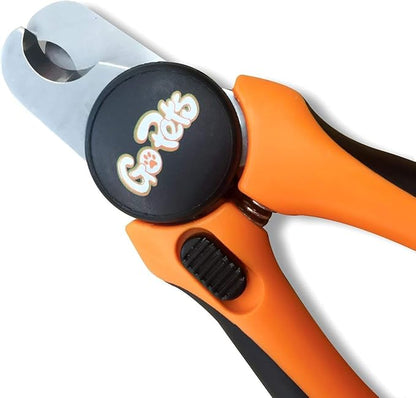 GoPets Nail Clipper for Large Sized Pets, Quick Sensor Safety Guard, Heavy Duty Trimmer for Thick Nails, Stainless Steel Blades, Grooming Tool for Dogs &amp; Cats, Non-Slip Handle, Built-in Nail File