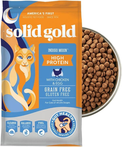 Solid Gold High Protein Dry Cat Food - Grain Free &amp; Gluten Free Chicken Cat Dry Food w/Probiotics for Gut Health &amp; Digestion - High Fiber &amp; Omega 3 - Low Carb Superfood Kibble for Cats All Ages - 6LB