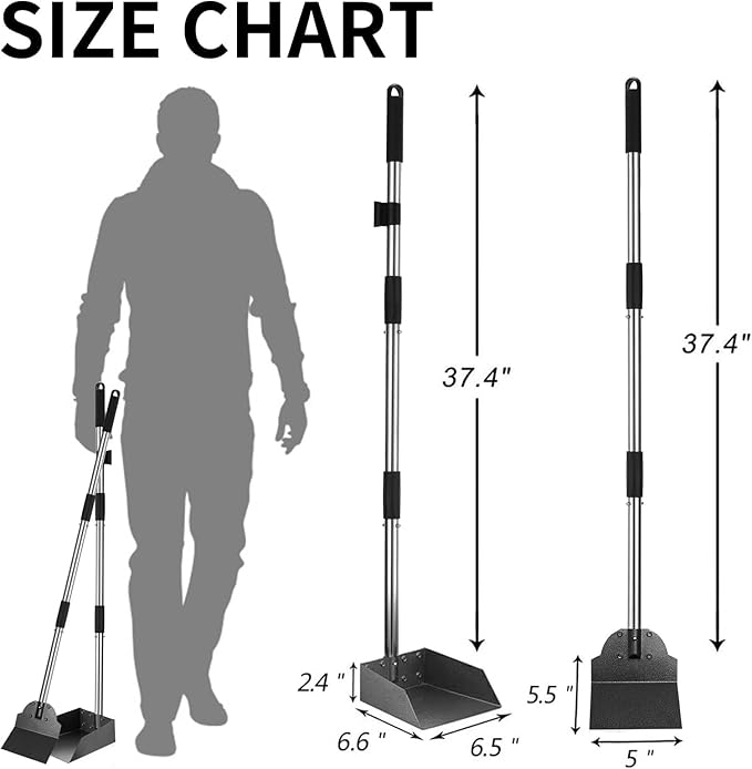SCENEREAL Dog Pooper Scooper for Yard - Tray &amp; Spade Set, Long Handle Metal Detachable Poop Scooper for Large Medium Small Dogs, Pet Waste Removal Scoop with No Bending for Outdoor Grass, Dirt Gravel