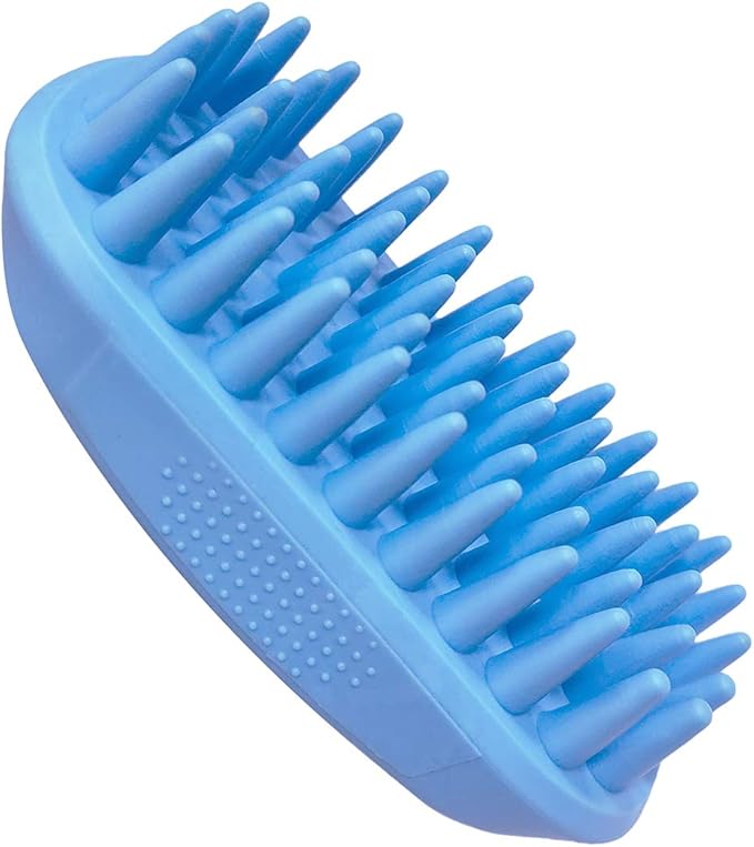 Pet Silicone Shampoo Brush for Long &amp; Short Hair Medium Large Pets Dogs Cats, Anti-skid Rubber Dog Cat Pet Mouse Grooming Shower Bath Brush Massage Comb (Blue (New))
