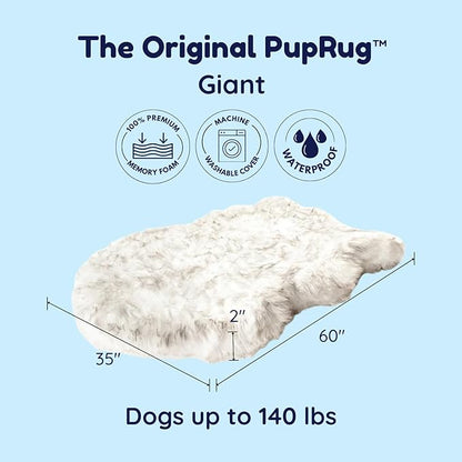 PupRug Orthopedic Dog Bed for Large Dogs with Fluffy Soft Faux Fur and Memory Foam for Joint Pain Relief, Machine Washable and Waterproof Couch Bed, White, Extra Large