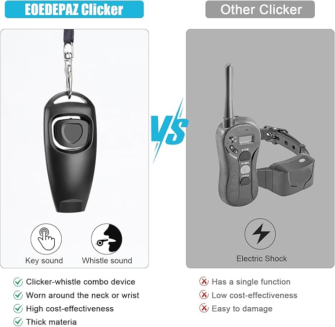 2-in-1 Dog Training Clicker Whistle for Training and Recall, Pet Training Accessories for Puppy, Cats, Horses &amp; Small Animals - 2 Pack with Lanyard, Reward and Train Your Pets Efficiently