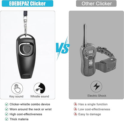2-in-1 Dog Training Clicker Whistle for Training and Recall, Pet Training Accessories for Puppy, Cats, Horses &amp; Small Animals - 2 Pack with Lanyard, Reward and Train Your Pets Efficiently