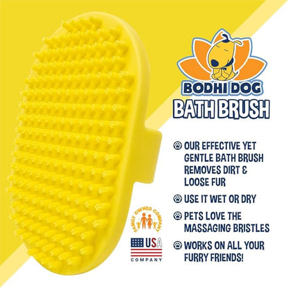 Bodhi Dog Shampoo Brush - Pet Grooming &amp; Bath Supplies for Dogs and Cats - Bath Brush for Long &amp; Short Hair - Premium Scrubber for Shower, Bathing &amp; Massage (One Pack, Yellow)
