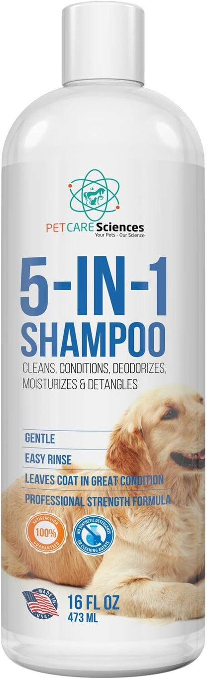 16 floz 5 in 1 Dog Shampoo for Itchy Skin - Sensitive Skin Dog Shampoo for Smelly Dogs - Dog Shampoos &amp; Conditioners - Made in The USA