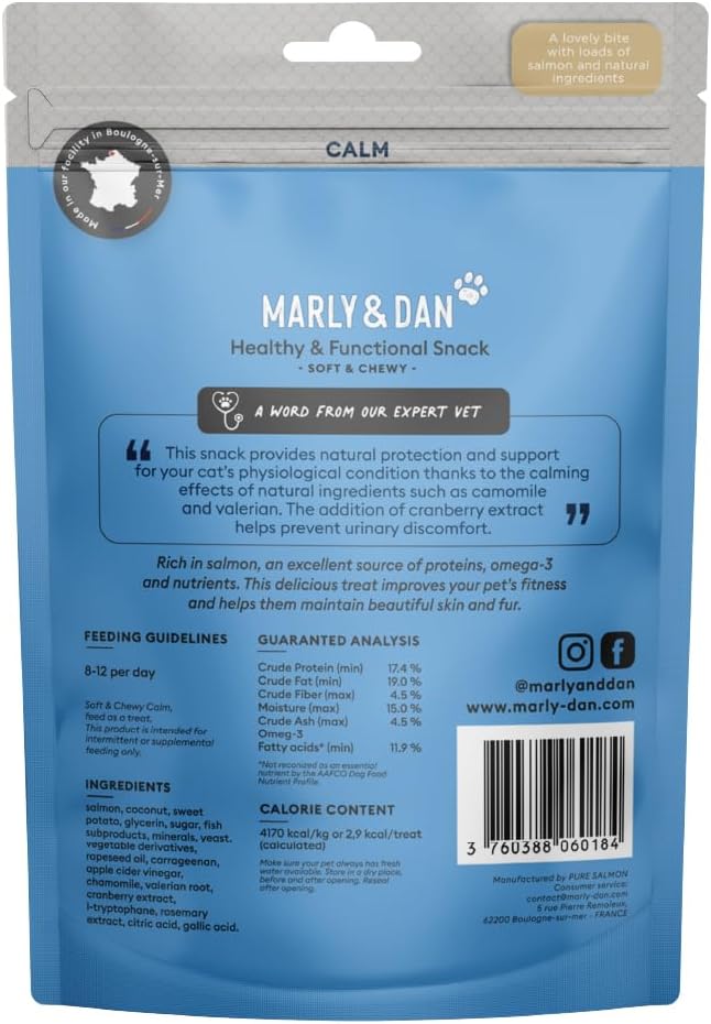 Marly &amp; Dan Healthy &amp; Functional Salmon Treats for Cats, Purrfectly Tasty Calm Recipe