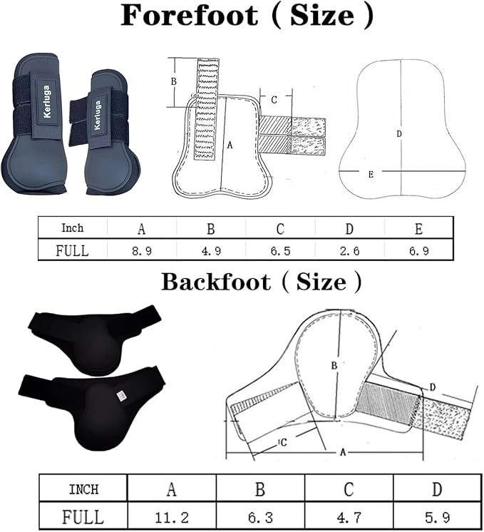 Horse Boots Set of 4 Open Front &amp; Fetlock Tendon Boot for Horses Professional Sport Protection Impact-Absorbing Equine Leg Support Wraps for Jumping, Riding, Training (Black, Full)