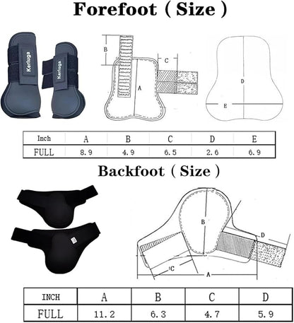Horse Boots Set of 4 Open Front &amp; Fetlock Tendon Boot for Horses Professional Sport Protection Impact-Absorbing Equine Leg Support Wraps for Jumping, Riding, Training (Black, Full)