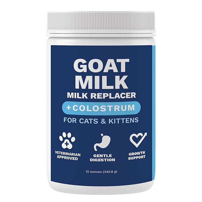 Under the Weather Kitten Milk Replacement Powder + Colostrum for Cats &amp; Kittens | Goat Milk Replacer Powder | Goat-Based Formula with Colostrum for Immune &amp; Digestive Support - 12 oz