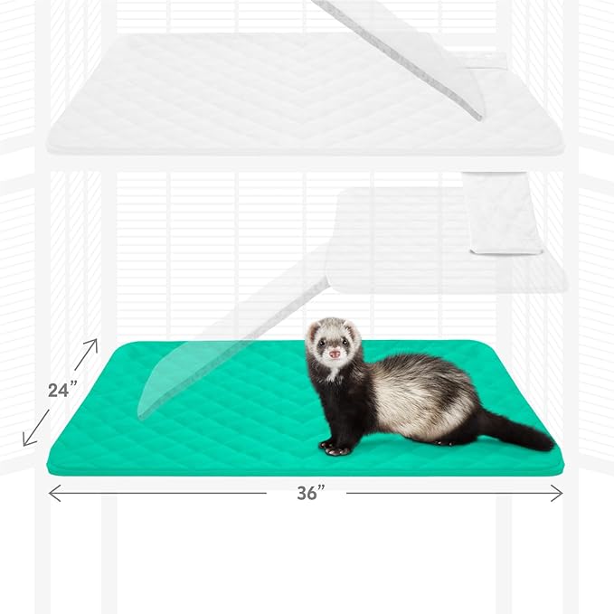Paw Inspired Fitted Fleece Liner for Ferret Nation, Critter Nation Cage for Ferrets, Rats, Chinchillas, Hedgehogs &amp; Other Small Animals (Green, Bottom Pan Liner)