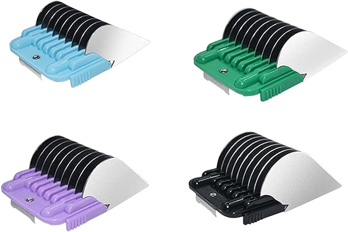 Professional Animal Stainless Steel 4 Color Guide Comb Set Compatible with andis Oster A5 wahl km10 10