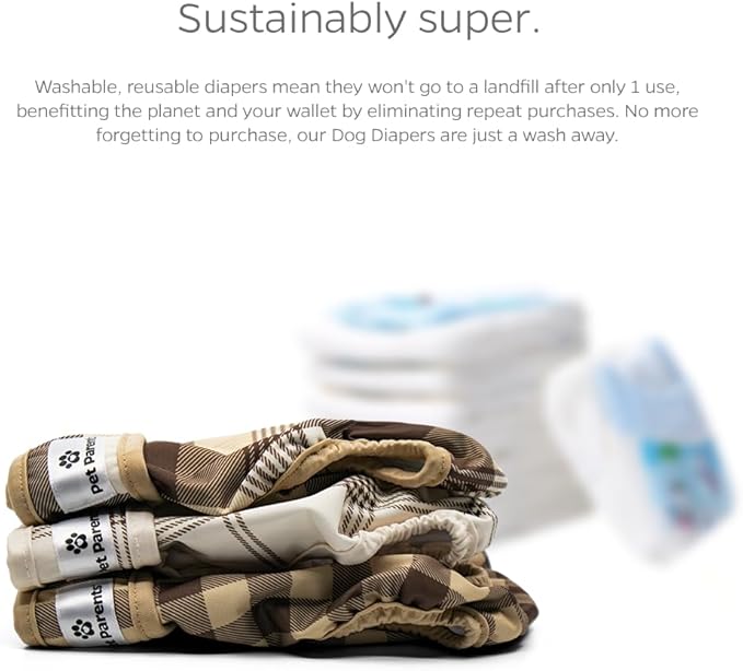Pet Parents® Washable Dog Diapers (3pack) + Extendrs® of Durable Doggie Diapers, Premium Dog Diapers Female &amp; Male (X-Small, Oxford)