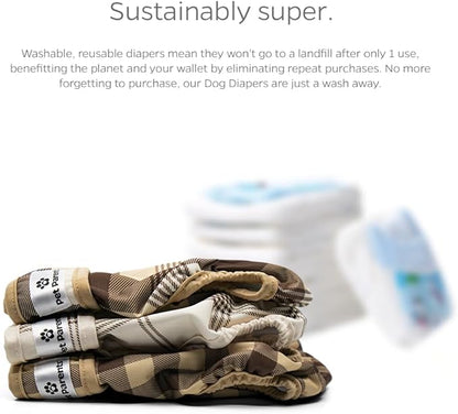 Pet Parents® Washable Dog Diapers (3pack) + Extendrs® of Durable Doggie Diapers, Premium Dog Diapers Female &amp; Male (Large, Oxford)