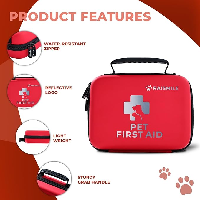 Dog First Aid Kit, Pet First Aid Supplies for Treat Dogs &amp; Cats in an Emergency, Ideal for Use at Home, Outdoors, Traveling