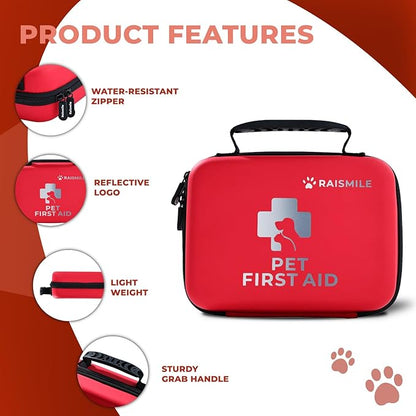Dog First Aid Kit, Pet First Aid Supplies for Treat Dogs &amp; Cats in an Emergency, Ideal for Use at Home, Outdoors, Traveling