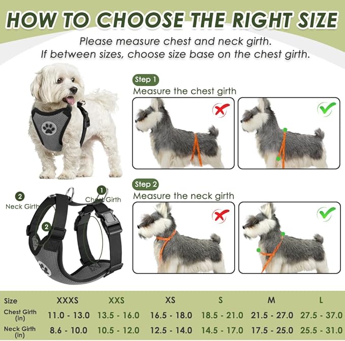 SlowTon Dog Seat Belt Harness for Car, Dog Car Harness Adjustable Mesh Breathable &amp; Dog Seatbelt Safety Tether with Elastic Bungee for Small Medium Large Pets(Grey, Double Clip, S)