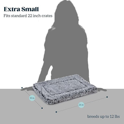 Stoutwool Indestructible Dog Bed - Fluffy Chew Proof Dog Crate Pad - Tough Kennel Pad for Aggressive Chewers - Ideal for Extra Small Breeds &amp; Fits 22-Inch Crate - 21"x12", Charcoal
