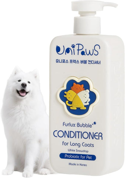 Unipaws Biotin Long-Haired Dog Conditioner – Volumizing, Anti-Shedding, Detangling &amp; Softening for Glossy, Show-Ready Coats with Hibiscus – EWG Green &amp; Medicated, Made in Korea, 16.9 Fl Oz / 500ml