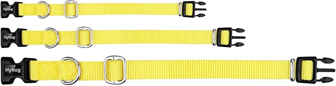 Hyhug Small Dog Collar Quick-Release Yellow| Heavy-Duty Nylon Puppy Collar, Adjustable &amp; Durable Pet Supplies for Boy &amp; Girl Dogs (Small, Illuminating Yellow)