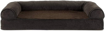 FurHaven Soft, Orthopedic Foam Sofa Dog Bed with Washable &amp; Removable Cover - Sherpa/Chenille - Coffee, Dogs Up to 35 lbs - Medium