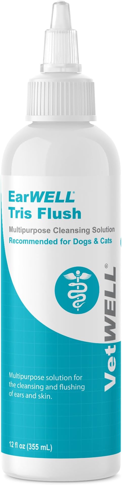 VetWELL Dog Ear Cleaner Solution &amp; Infection Treatment for Dogs &amp; Cats, Tris Otic Cleanser Drops Helps Eliminate Odor and Relieve Infections - 12oz