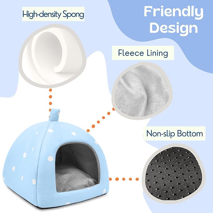 Guinea Pig Hideout and Tunnel Set, Soft Plush Bed &amp; Play Tunnel for Guinea Pigs, Rabbits, Ferrets, Small Animals - Washable Accessories for Resting, Hiding, Exercising