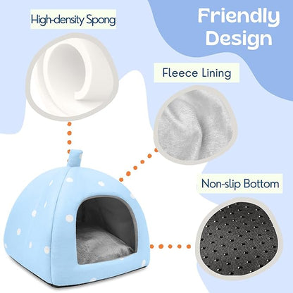 Guinea Pig Hideout and Tunnel Set, Soft Plush Bed &amp; Play Tunnel for Guinea Pigs, Rabbits, Ferrets, Small Animals - Washable Accessories for Resting, Hiding, Exercising