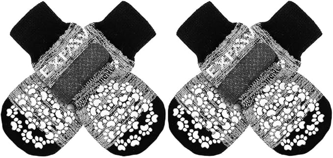 EXPAWLORER Anti Slip Dog Socks to Prevent Licking Paws, Dog Shoes for Hot Pavement, Dog Booties for Small Medium Large Senior Dogs, Traction Control Boots &amp; Paw Protectors for Hardwood Floors
