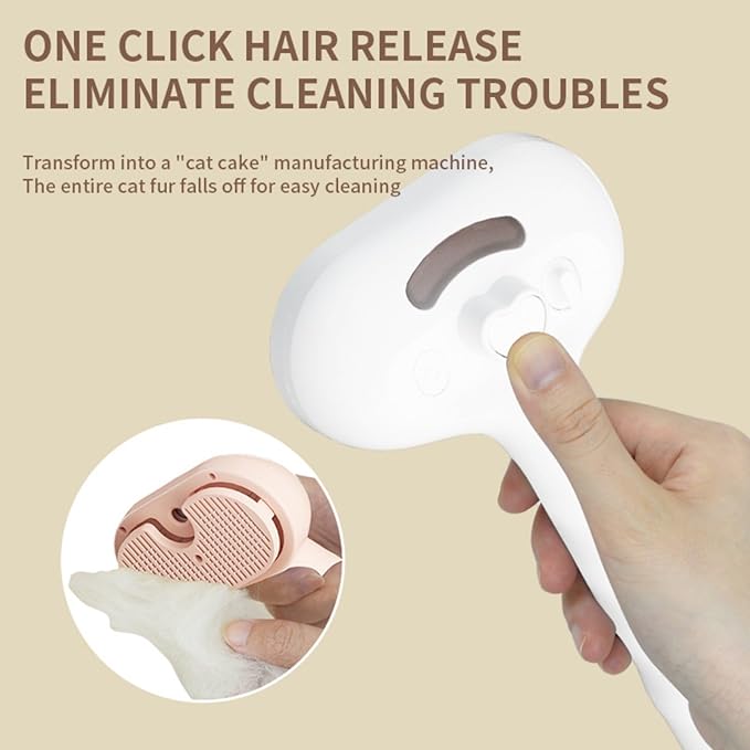 3-in-1 Steam Brush for Cats - Self Cleaning Cat Brush with Anti-Static &amp; Shedding Control, Rechargeable Pet Grooming Tool for Long/Short Hair Cats &amp; Dogs(Pink)