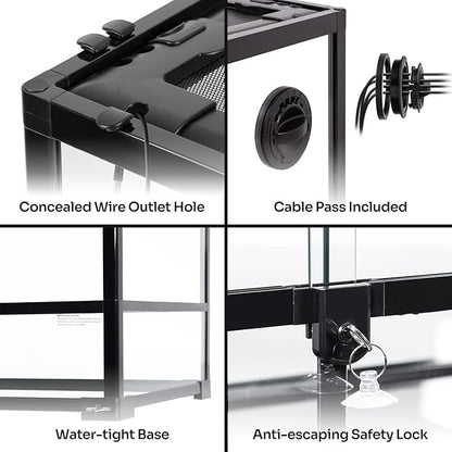 REPTIZOO 88 Gallon Large Reptile Terrarium 48" x 18" x 24" Knock-Down Glass Reptile Tank with Double Hinge Door &amp; Screen Ventilation, Supporting Used as 2 Separate Habitats Easy Assembly