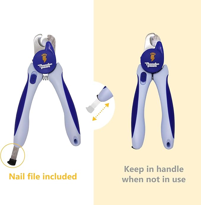 LED Dog Nail Clippers with Light, Trimmers with Protective Guard, Quick Sensor, Safety Lock and Nail File - Suitable for Large and Small Dogs &amp; Cats (Blue, LED)