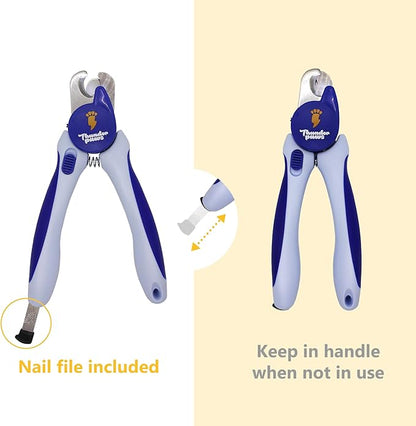 LED Dog Nail Clippers with Light, Trimmers with Protective Guard, Quick Sensor, Safety Lock and Nail File - Suitable for Large and Small Dogs &amp; Cats (Blue, LED)