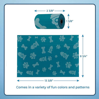 Best Pet Supplies Dog Poop Bags (360 Bags) for Waste Refuse Cleanup, Doggy Roll Replacements for Outdoor Puppy Walking and Travel, Leak Proof and Tear Resistant, Thick Plastic - Turquoise