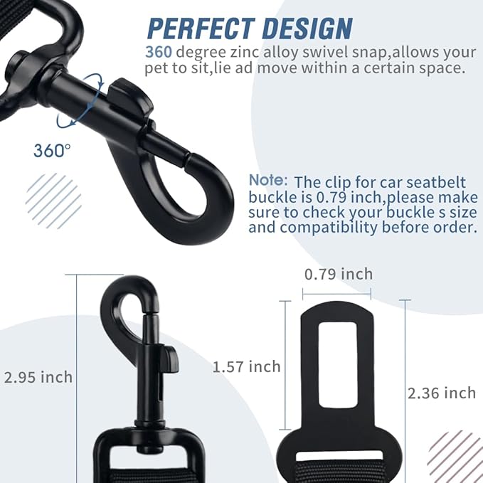 COOYOO Dog Seat Belt,3 Piece Set Retractable Dog Car Adjustable Seatbelts for Vehicle Nylon Pet Safety Heavy Duty &amp; Elastic &amp; Durable Car Harness for Dogs