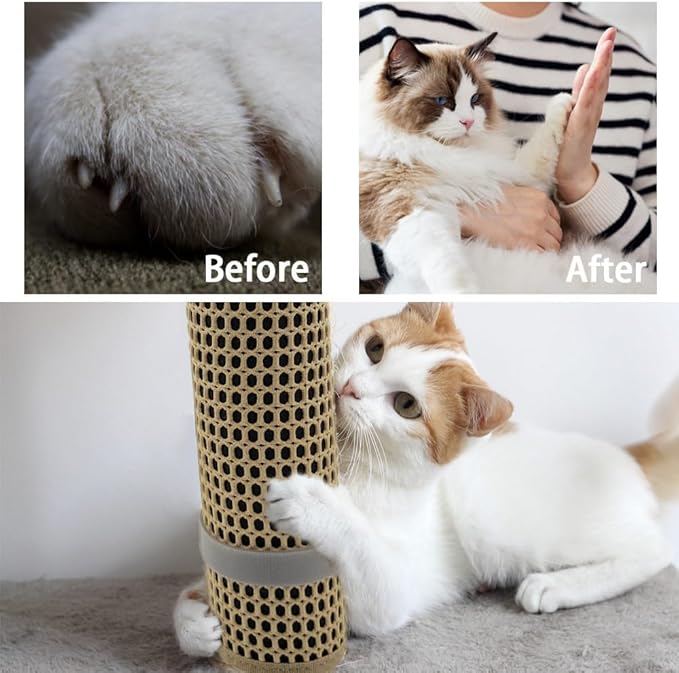 Cat Nail File Scratcher Wrapped Around a Scratching Post, Scratch Pad with 80 Aluminum Oxide Grit, Helps Trim Cat&