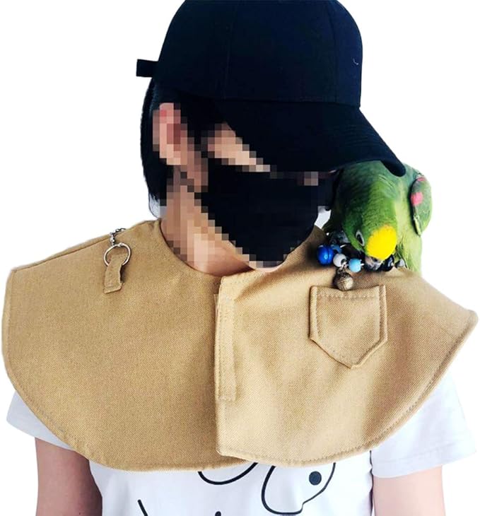 QBLEEV Parrot Anti-Scratch Shoulder Protector Hang Bird Anklet&amp;Toys, Stand Shoulder Cape, Multi-Functional Pet Shoulder Pad Diaper Shawl for Small Medium Parakeets Cockatiels, Sun Conures(Yellow)