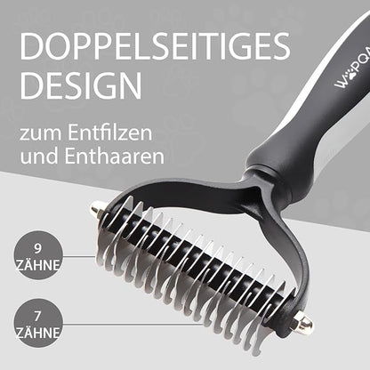 Slicker Brush for Dogs, Long Pin Dog Grooming Brush for Goldendoodles, Poodles, Doodles, Includes Pet Comb &amp; Undercoat Rake, Perfect for De-Shedding, Dematting &amp; Reducing Tangles. Large, Black