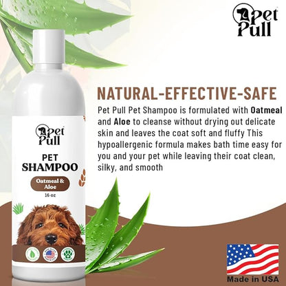 Pet Shampoo and Conditioner for Dogs and Cats - Plant-Based Dog Shampoo Cleanser - Pet Supplies for Pets - Sensitive Skin Dog Wash- Made in The USA (16 oz) (Oatmeal &amp; Aloe, Shampoo)