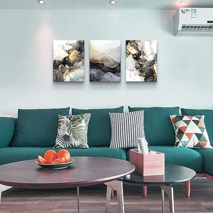 Boho Wall Decor - Abstract Ink Paintings, Framed Wall Art for Living Room, Bedroom &amp; Office - 20" X 28" - 3 Piece Set