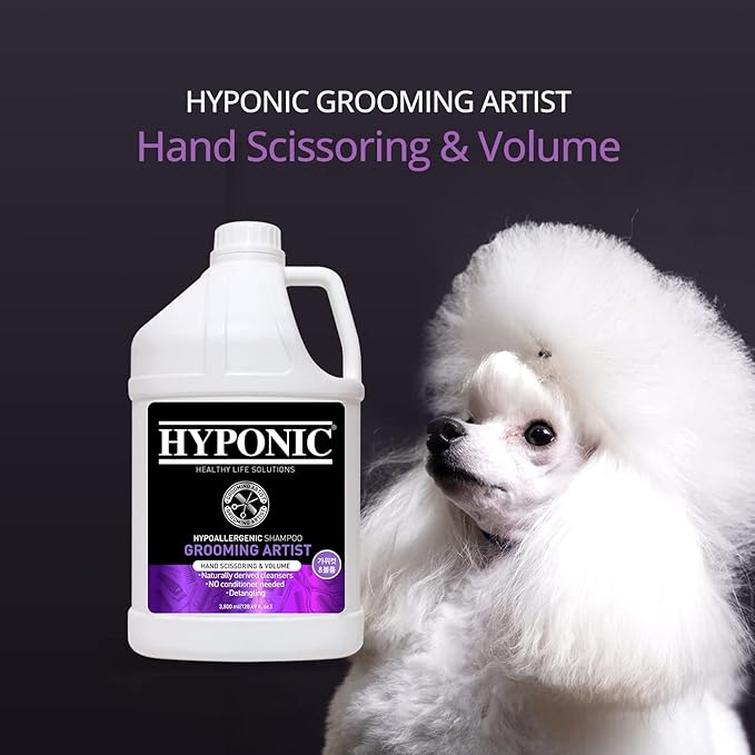 HYPONIC Grooming Artist Shampoo - Hypoallergenic Pet Shampoo for Groomers (Hand Scissoring &amp; Volume (1 GAL))