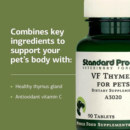 Standard Process Inc. VF Thymex for Pets - Cat &amp; Dog Immune System Support Supplement - Thymus Supplement to Aid Canine &amp; Feline Immune Health - Supplement with Vitamin C - 90 Tablets