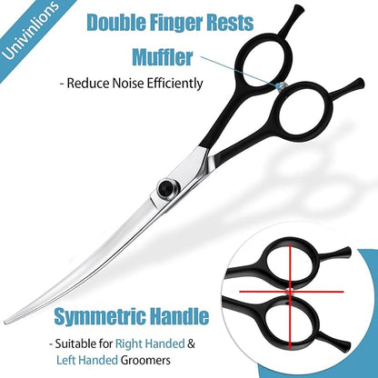 Dragon Creek 7" Upward Curved Dog Grooming Scissors - Safety Shears for Face &amp; Paws Trimming - Black