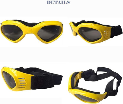 LECONPET Small Dog Sunglasses Waterproof Windproof UV Protection Pet Sunglasses Dog Goggles for Doggy Puppy Cat (Yellow)